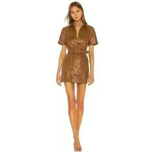 Faux leather mini dress